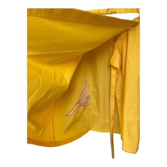 Vintage Caro-Nan Cardinal Red Bird Appliqué A-line Yellow Size Med Wrap Skirt - Picture 7 of 9